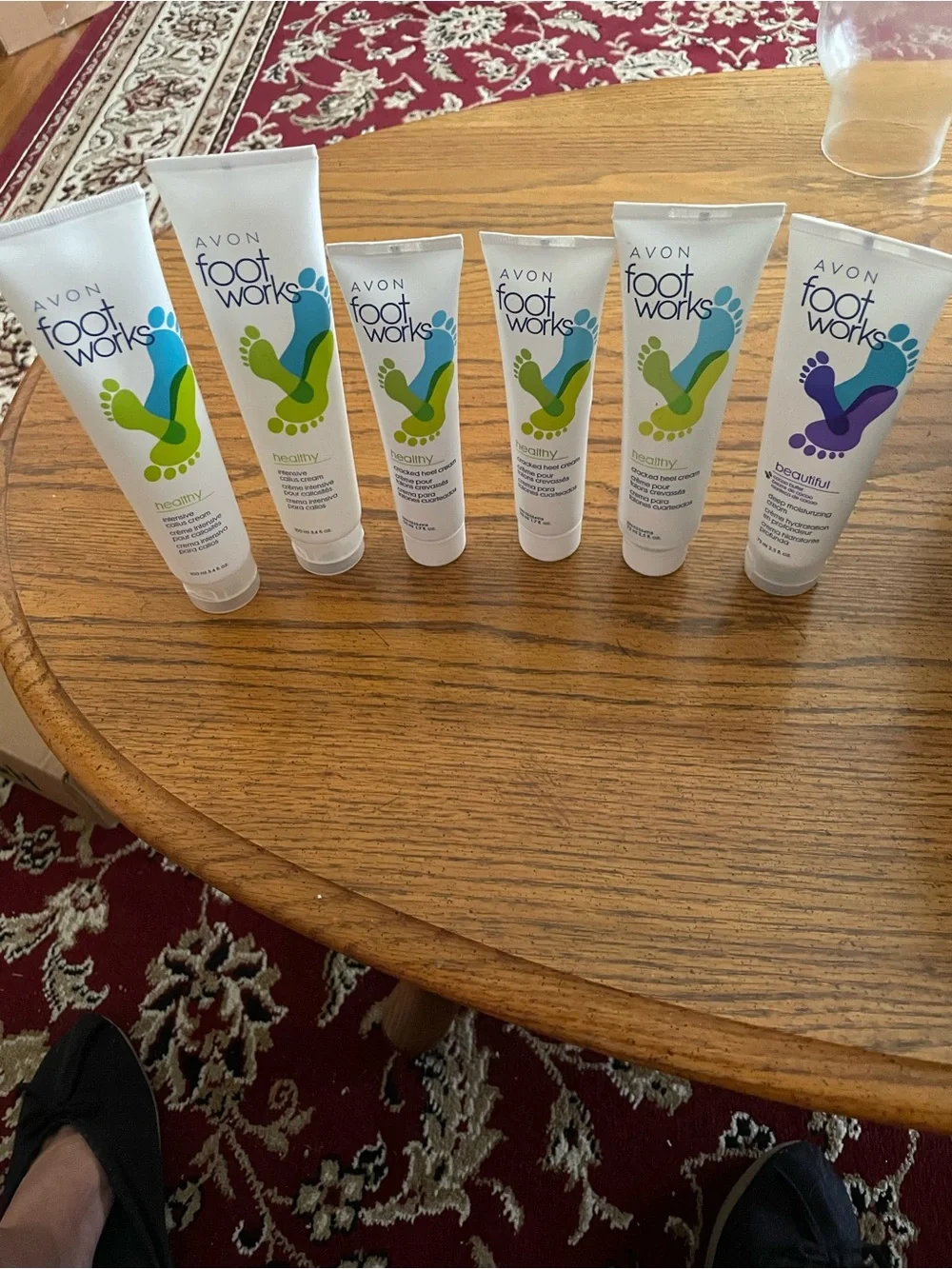 Avon Foot Works Exfoliant & Scrub Tubes - White with Green, Blue, Purple Accents